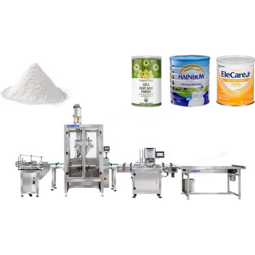 Bottle Powder Filling Machine Lines automatic filling of various powder products, such as Milk powder, protein powder, nutritional powder, coffee powder, medicine powder, chemical powder, meal replacement powder